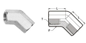 45º FEMALE ELBOW specification
